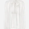 Silk blouse with pussy-bow
