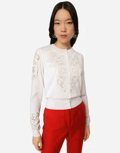 Silk cardigan with DG openwork embroidery