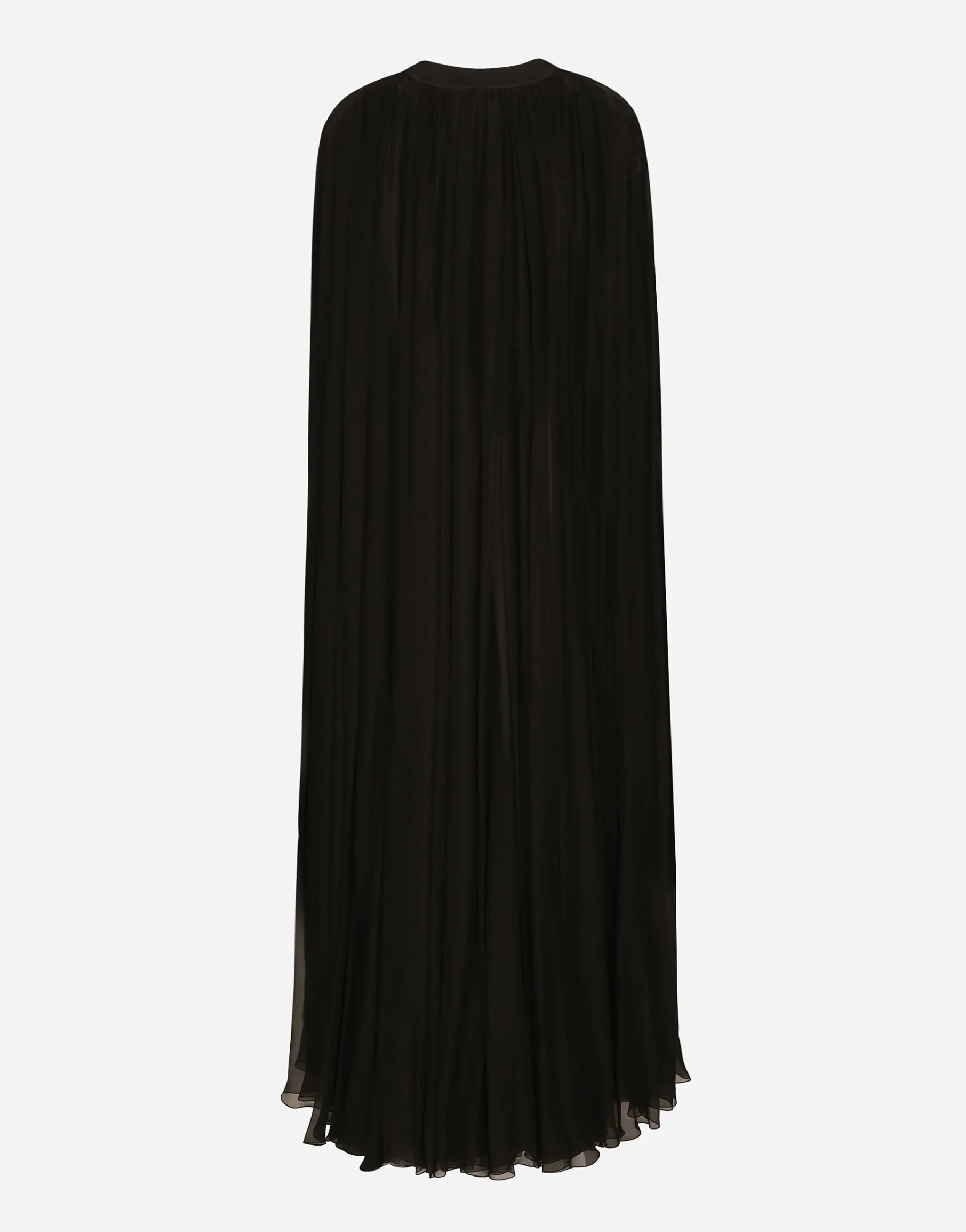 Silk chiffon cape with flower appliqué