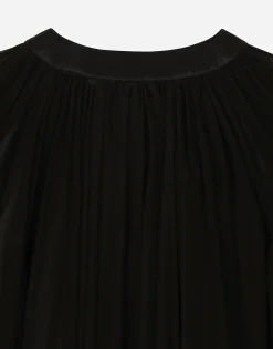 Silk chiffon cape with flower appliqué