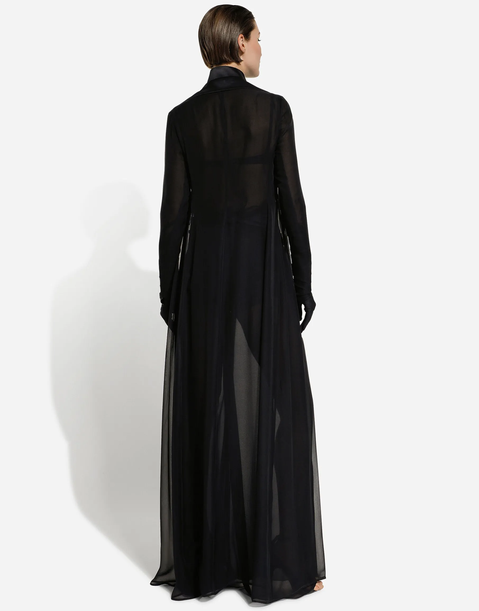 Silk chiffon duster coat