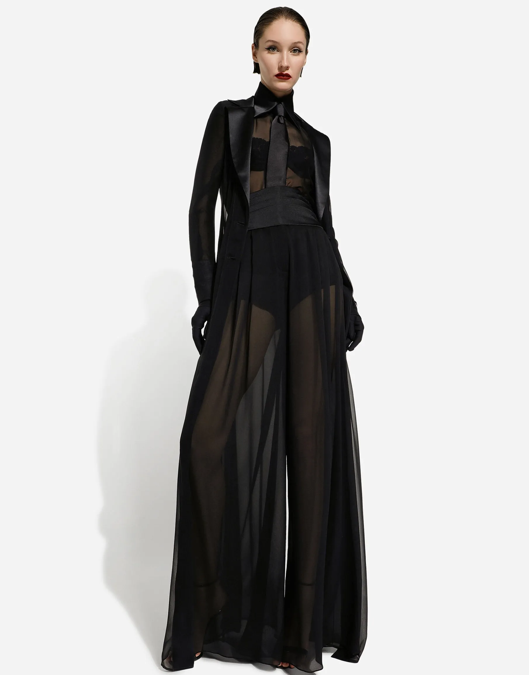 Silk chiffon duster coat