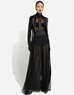 Silk chiffon wide-leg pants