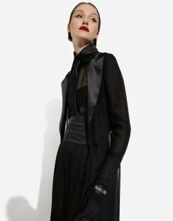Silk chiffon wide-leg pants