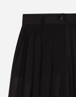 Silk chiffon wide-leg pants