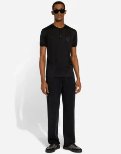 Silk granddad-neck T-shirt