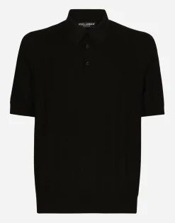 Silk jacquard polo-shirt with DG logo