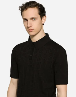 Silk jacquard polo-shirt with DG logo