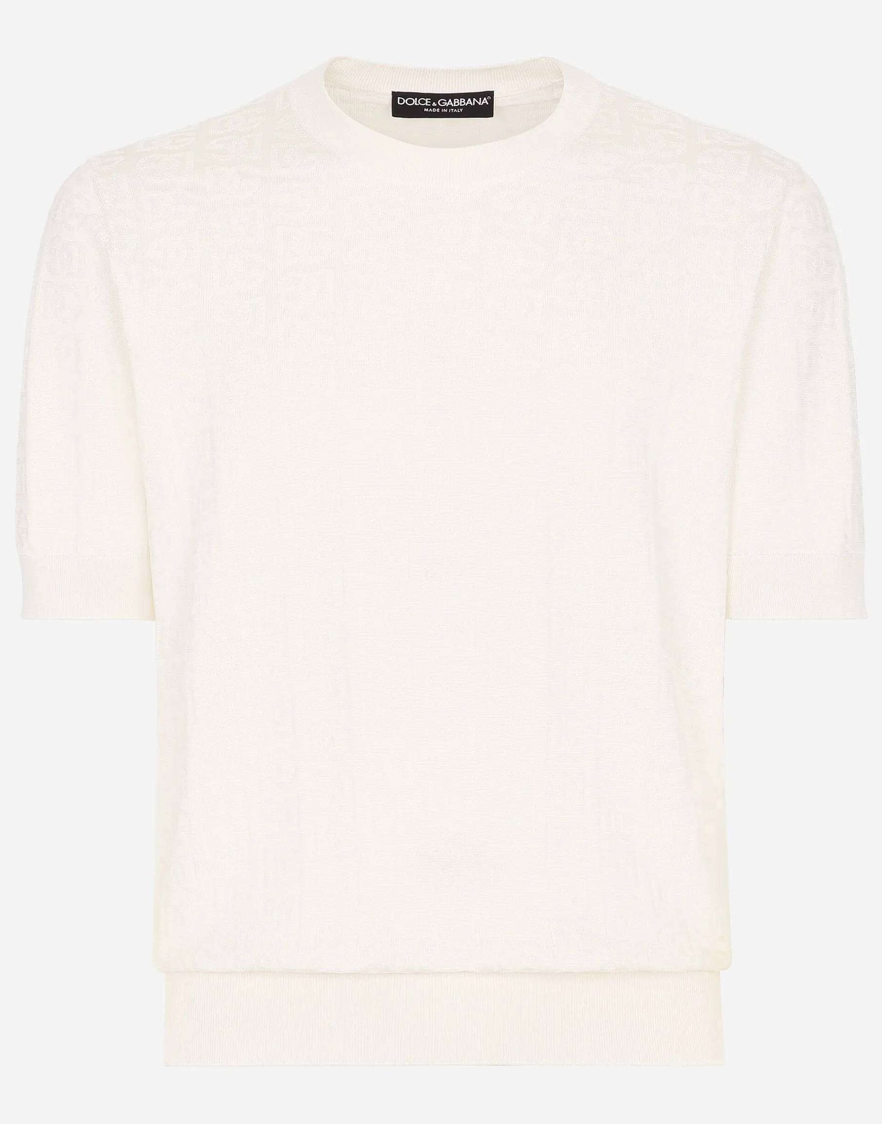 Silk jacquard round-neck sweater with DG logo
