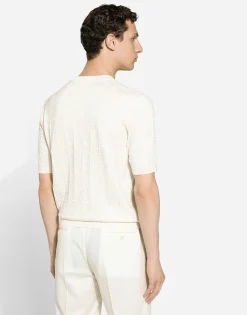 Silk jacquard round-neck sweater with DG logo