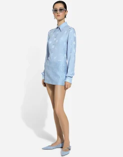 Silk jacquard shirt with all-over DG logo