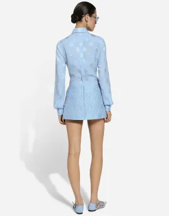 Silk jacquard shirt with all-over DG logo
