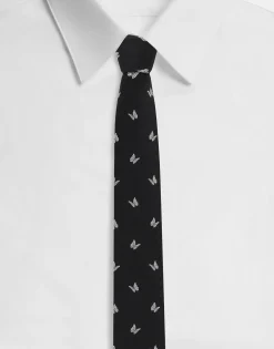 Silk jacquard tie with butterfly design
