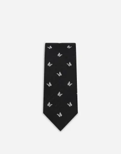 Silk jacquard tie with butterfly design