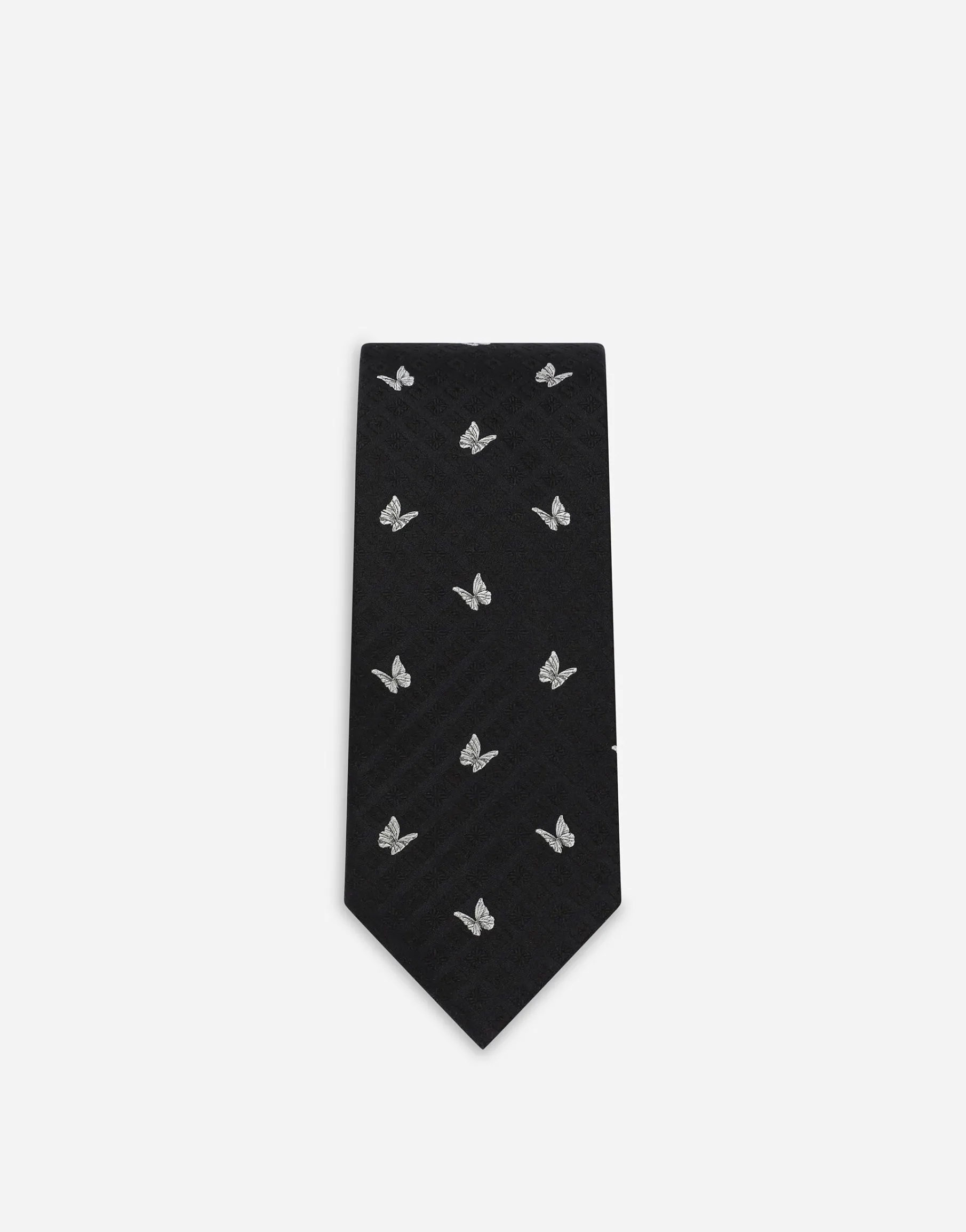 Silk jacquard tie with butterfly design