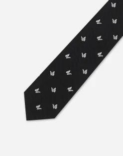 Silk jacquard tie with butterfly design