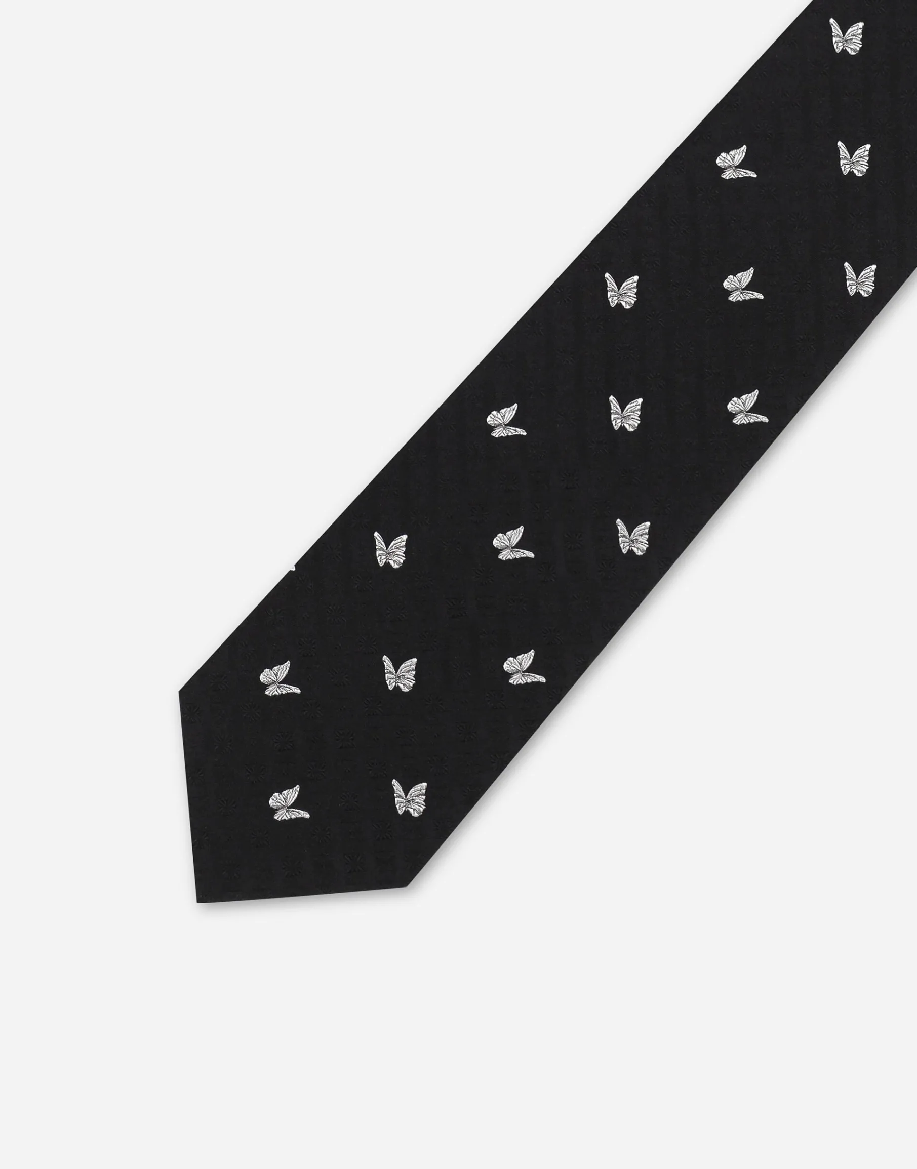 Silk jacquard tie with butterfly design