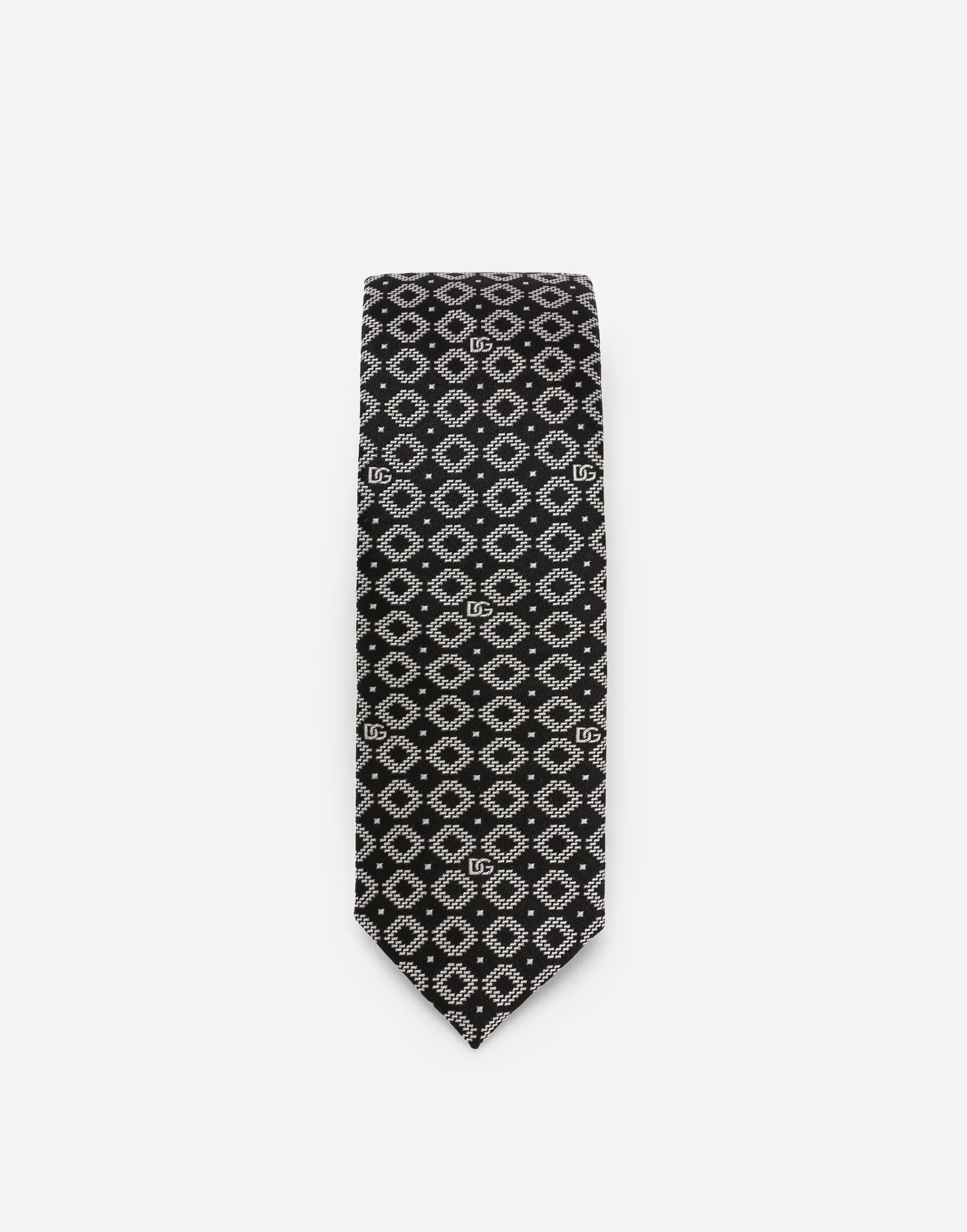 Silk jacquard tie with DG logo
