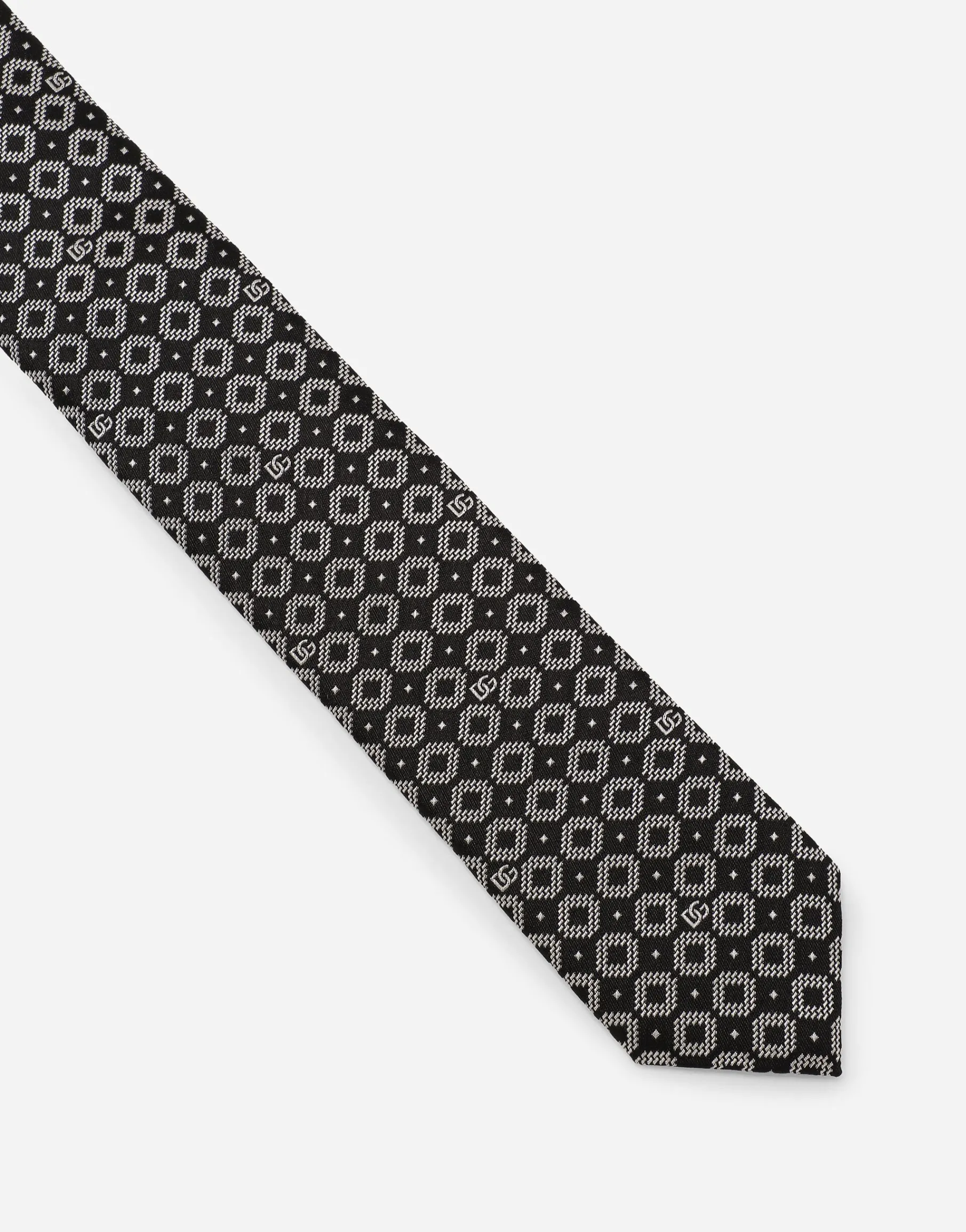 Silk jacquard tie with DG logo