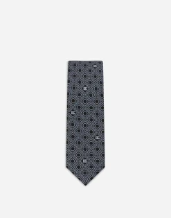 Silk jacquard tie with micro-designs and DG logo