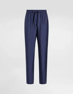 Silk jogging pants with DG embroidered patch
