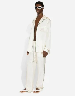 Silk jogging pants with DG embroidery