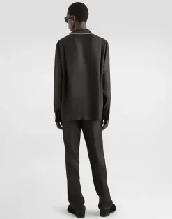 Silk jogging pants with DG embroidered patch