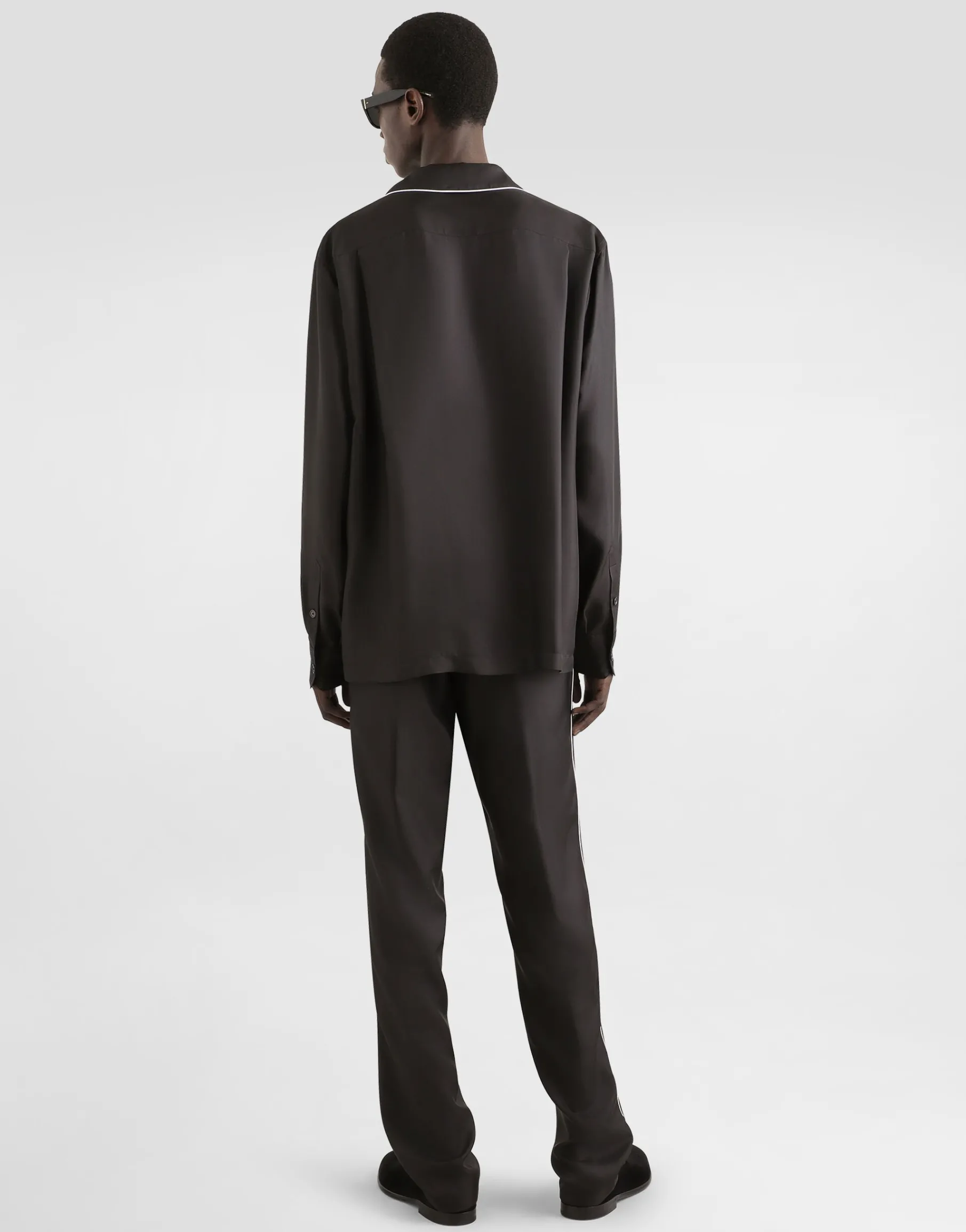 Silk jogging pants with DG embroidered patch