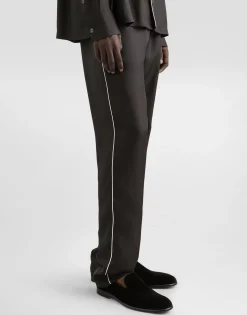 Silk jogging pants with DG embroidered patch