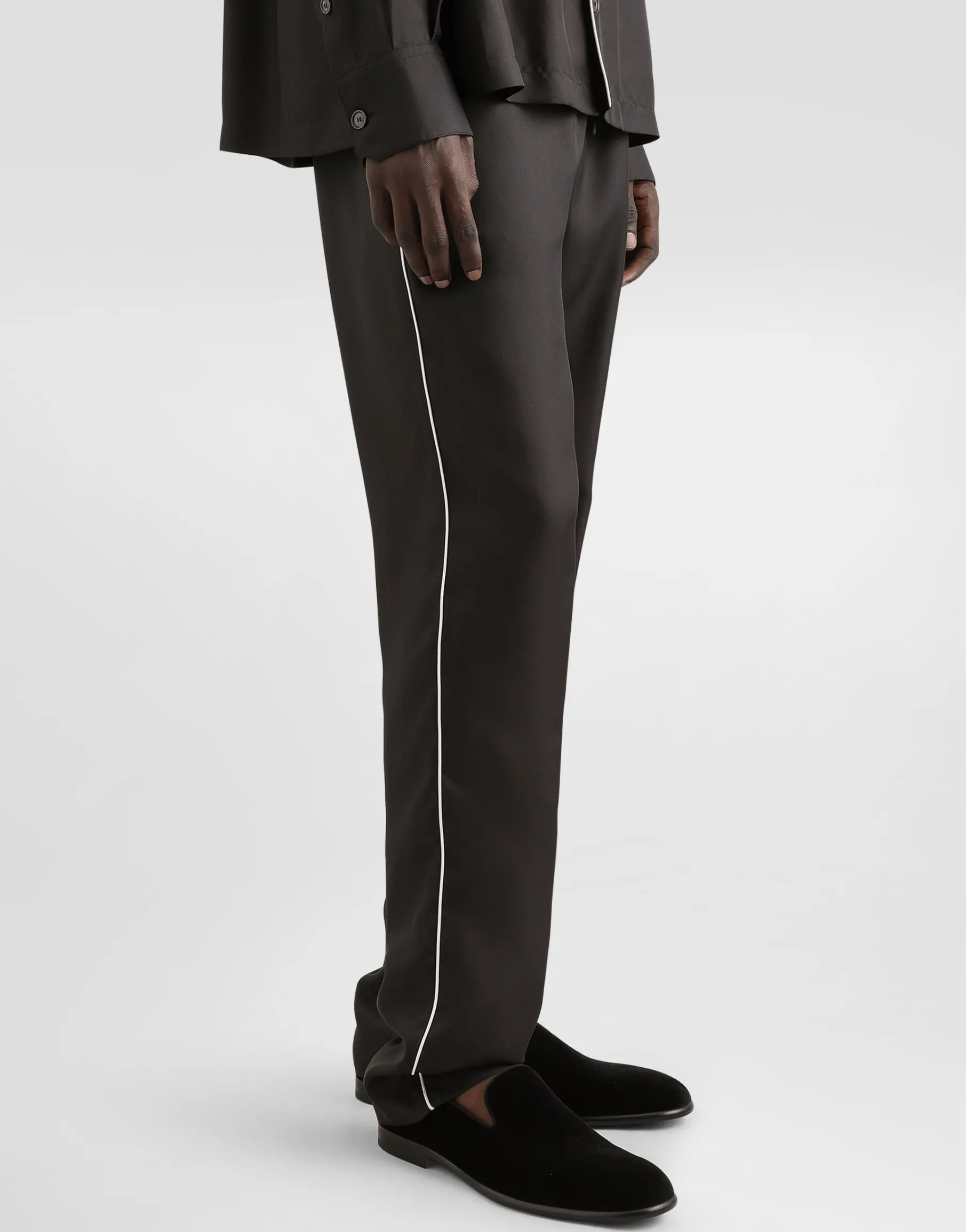 Silk jogging pants with DG embroidered patch