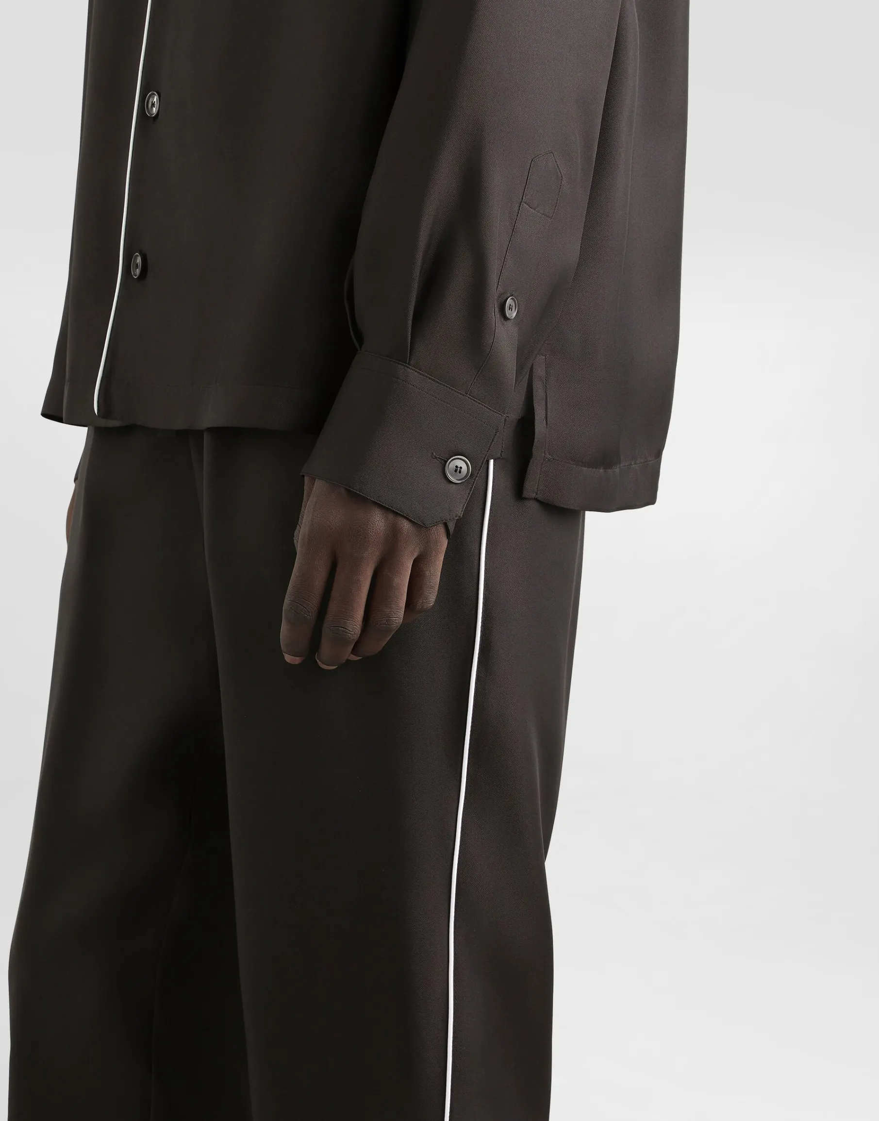 Silk jogging pants with DG embroidered patch
