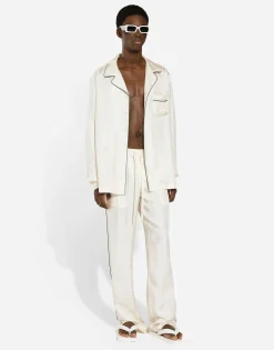 Silk jogging pants with DG embroidery