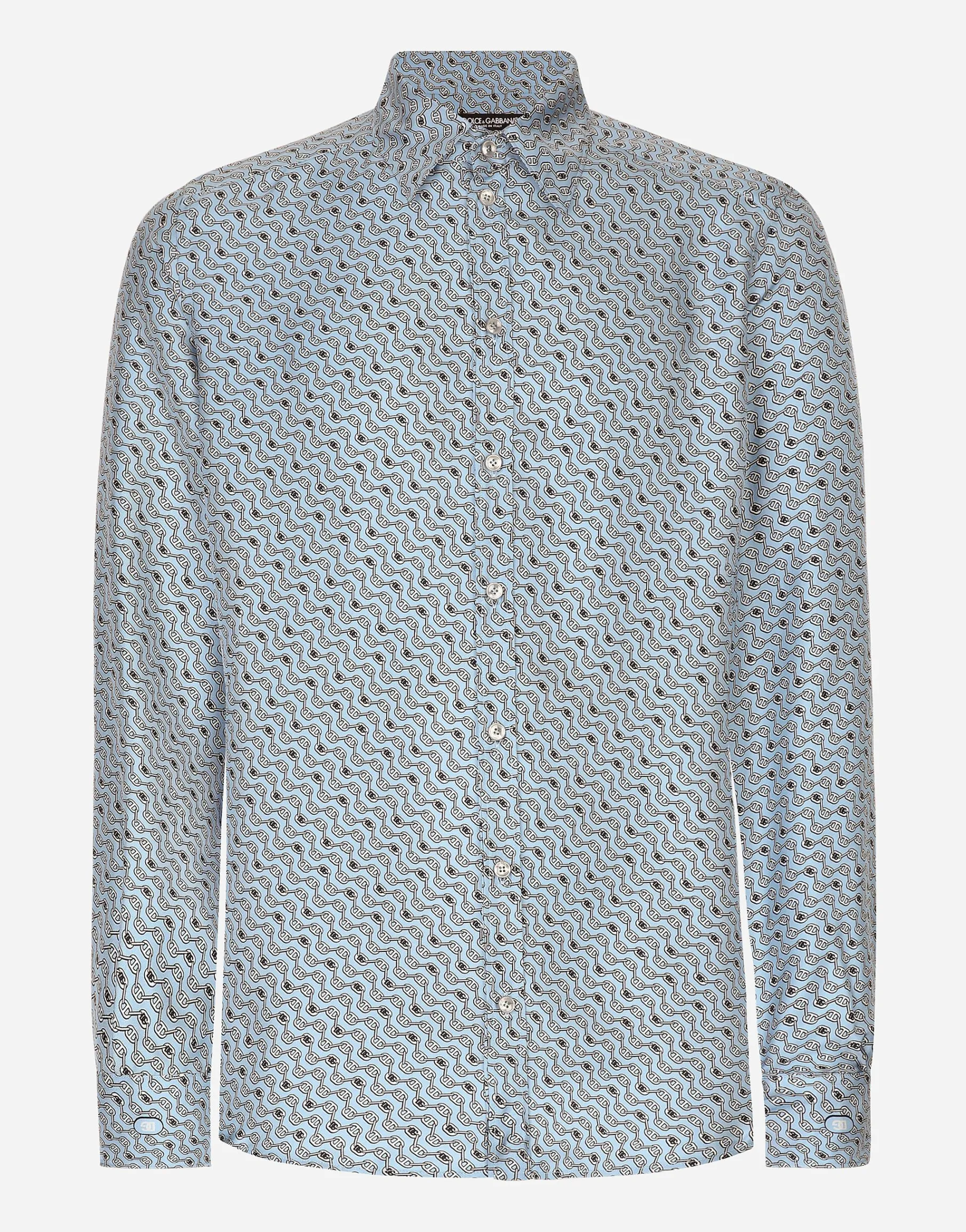 Silk Martini-fit shirt with tie print