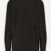 Silk Martini-fit shirt with plastron