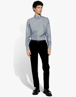 Silk Martini-fit shirt with tie print