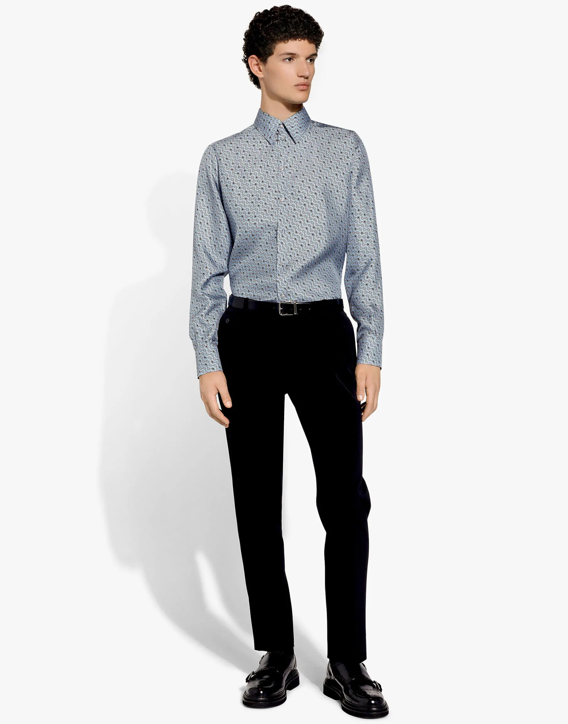 Silk Martini-fit shirt with tie print