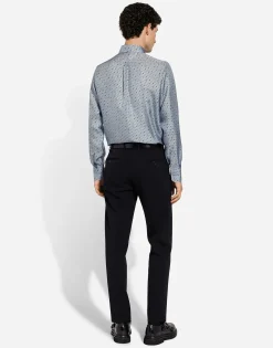 Silk Martini-fit shirt with tie print