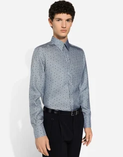 Silk Martini-fit shirt with tie print