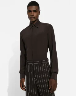 Silk Martini-fit shirt with shirt front
