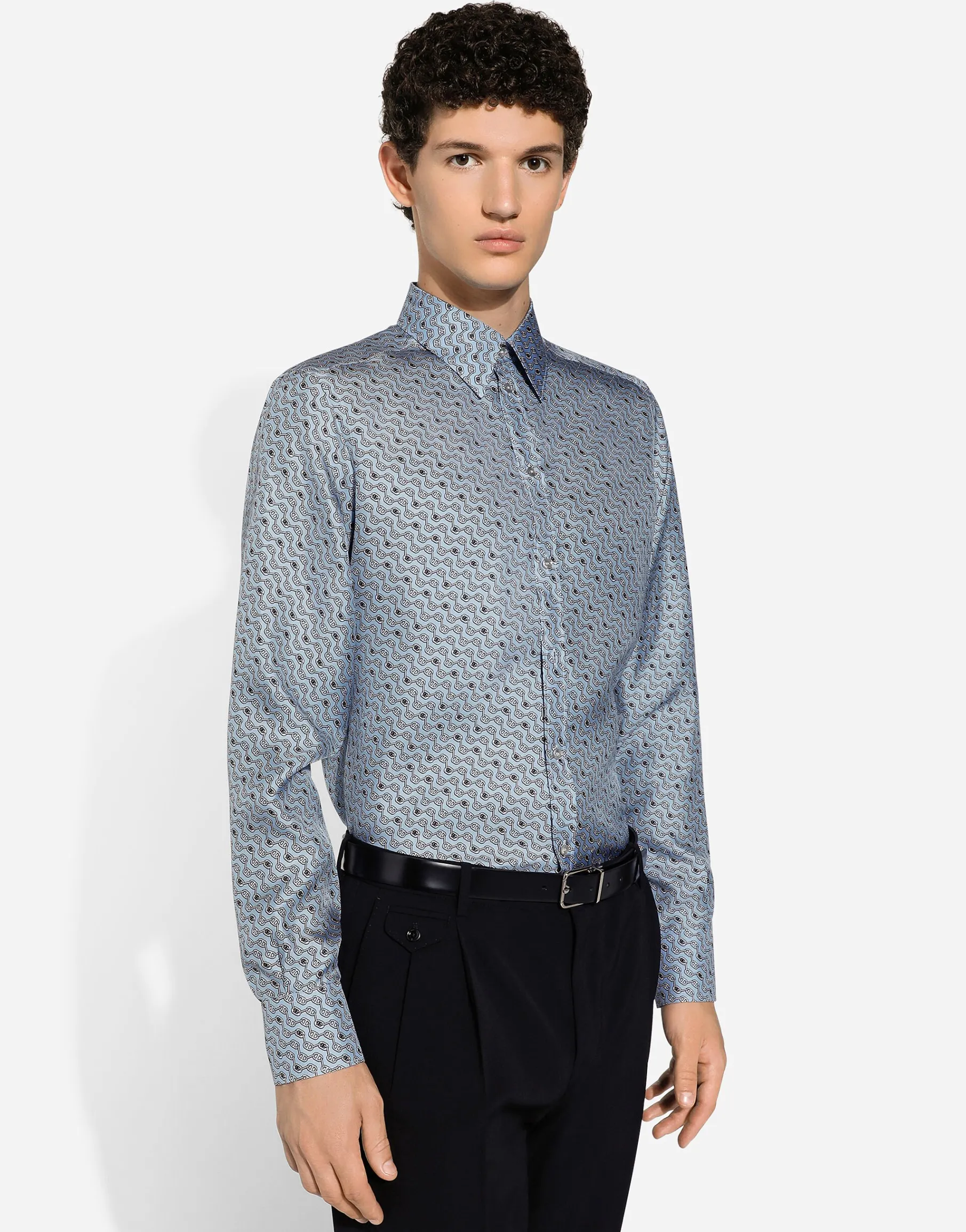 Silk Martini-fit shirt with tie print