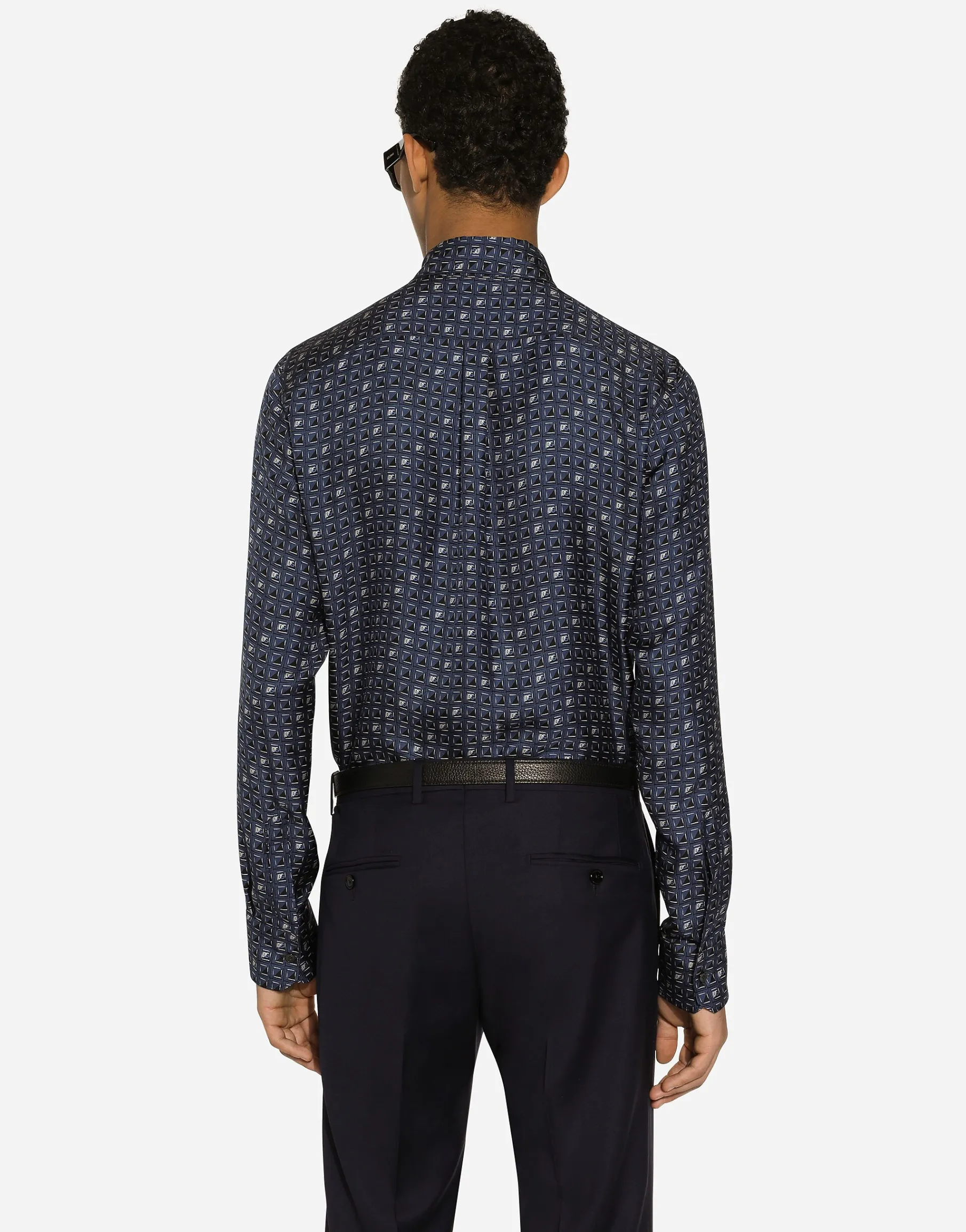 Silk Martini-fit shirt with tie print