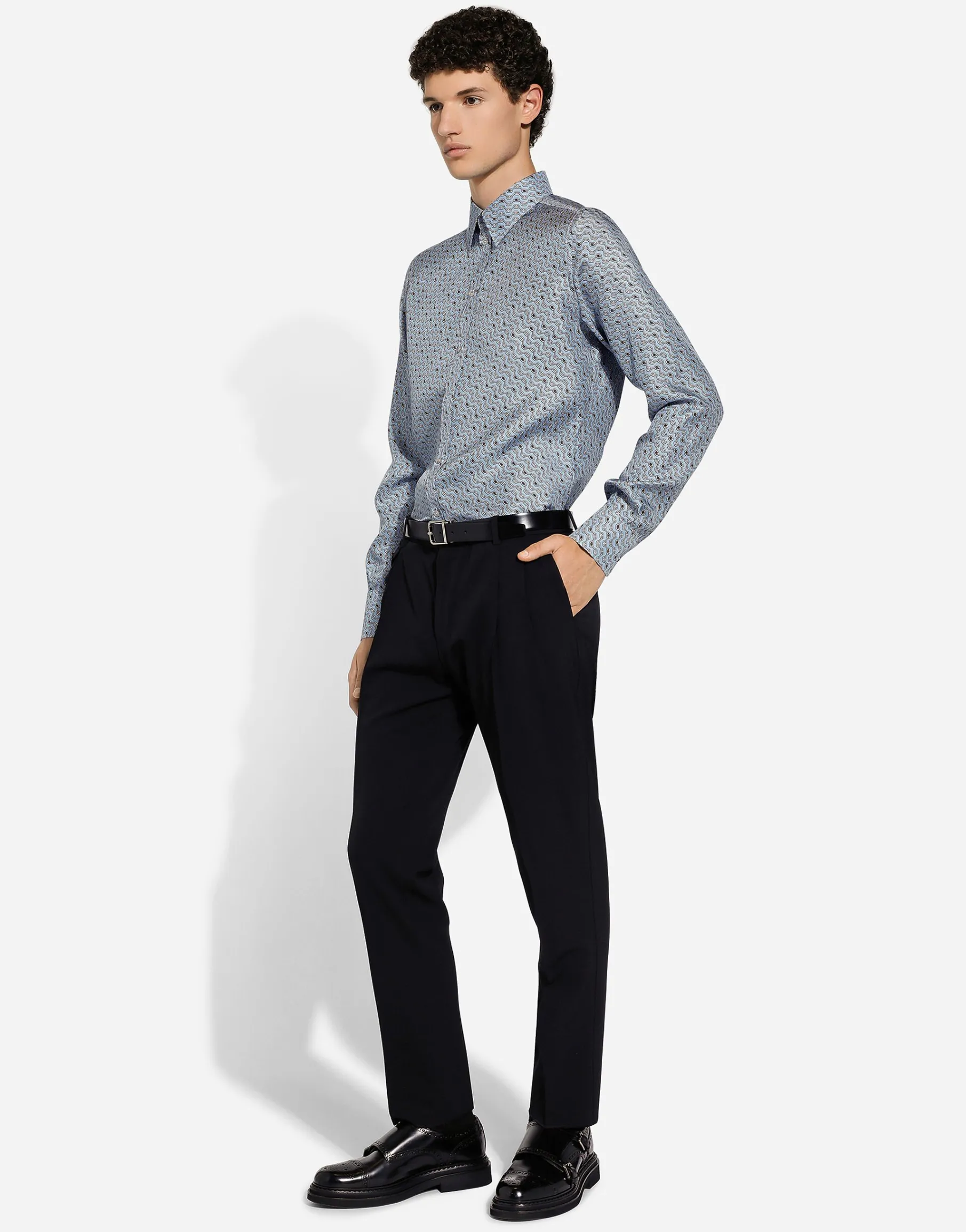 Silk Martini-fit shirt with tie print