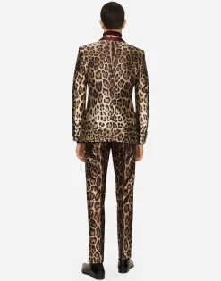 Silk mikado casino jacket with leopard print