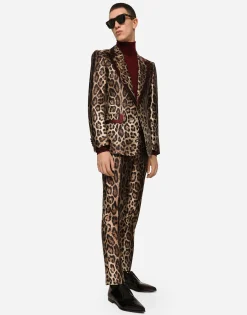 Silk mikado casino jacket with leopard print