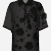 Silk organza polo shirt with embroidery