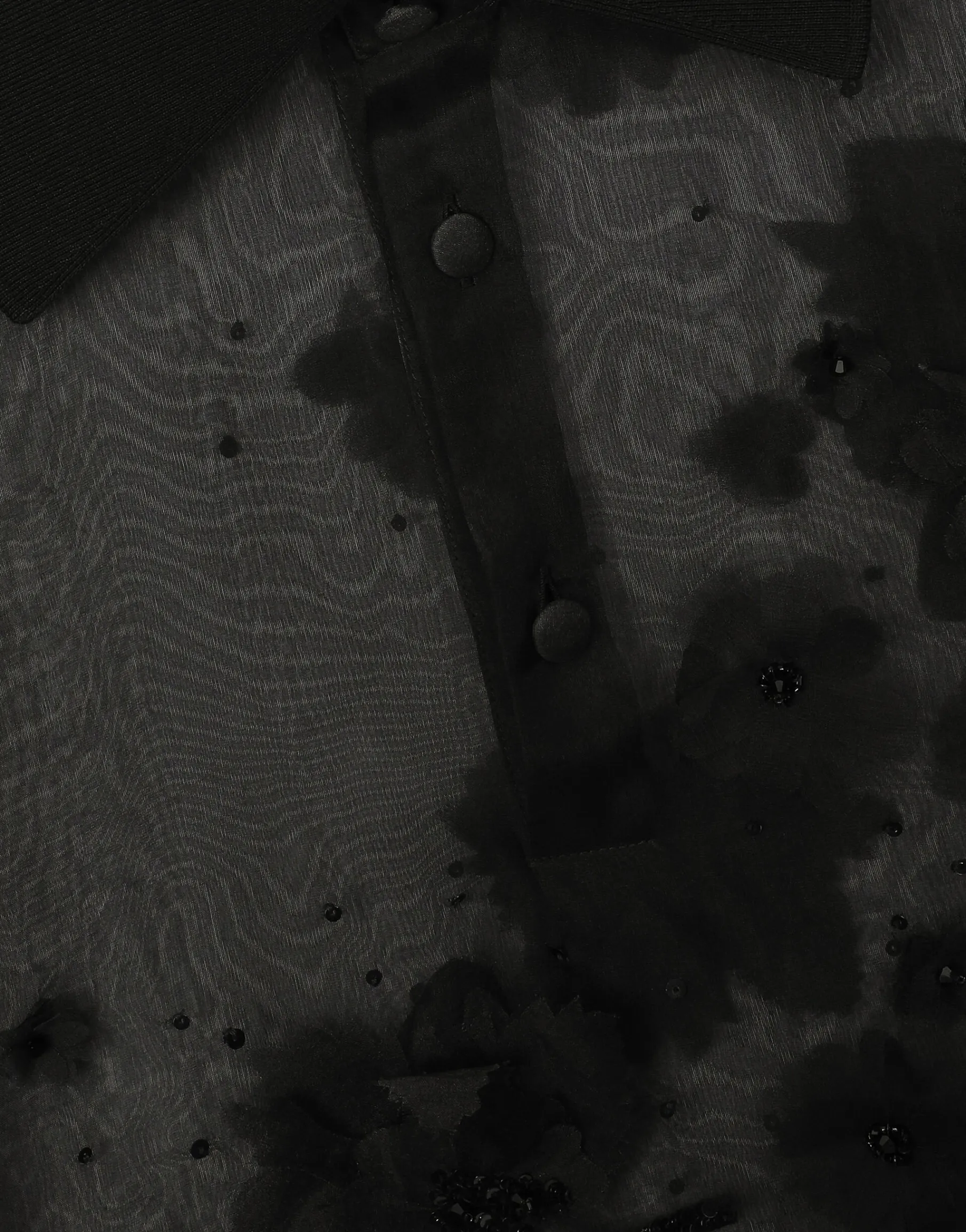 Silk organza polo shirt with embroidery