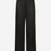 Silk pajama pants with contrasting piping