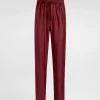 Silk pajama pants with logo embroidery