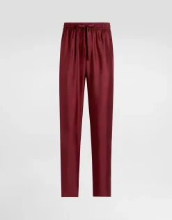 Silk pajama pants with logo embroidery