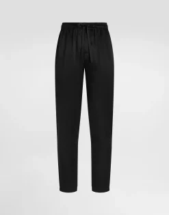 Silk pajama pants with logo embroidery